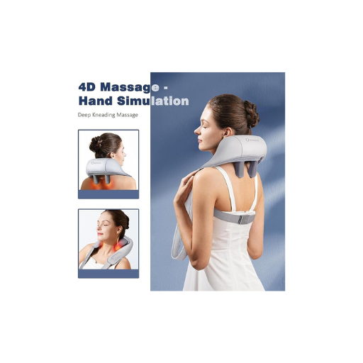 Shiatsu 4D Neck & Back Massager with Heat – Rechargeable Deep Tissue Pillow for Shoulder, Back & Body Pain Relief