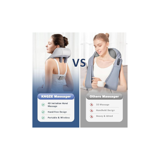 Shiatsu 4D Neck & Back Massager with Heat – Rechargeable Deep Tissue Pillow for Shoulder, Back & Body Pain Relief