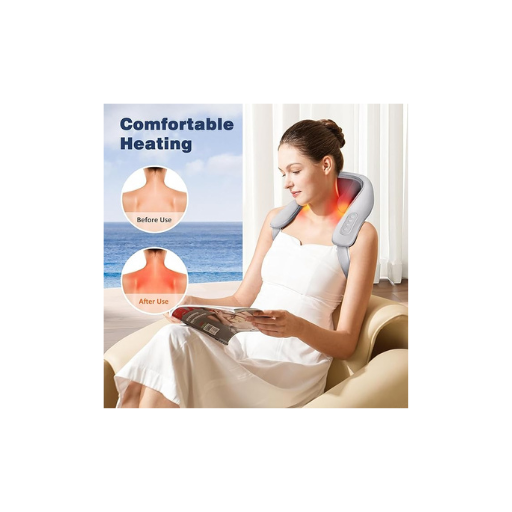 Shiatsu 4D Neck & Back Massager with Heat – Rechargeable Deep Tissue Pillow for Shoulder, Back & Body Pain Relief